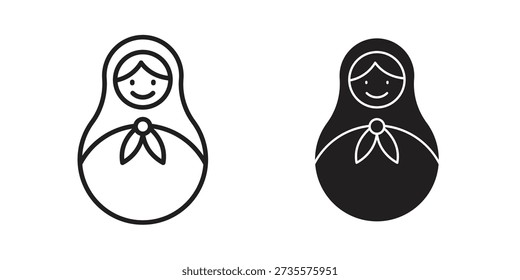 Conceptos de iconos de muñecas de anidamiento. diseños de trazo sólido y de línea negro para uso de Web y App
