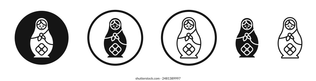 Icono de Vector de muñecas de anidamiento en color blanco y negro.