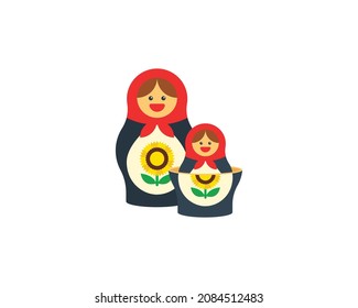 Icono aislado del vector de nidificación de muñecas. Ilustración del emoji de Matryoshka. Emoticono aislado vectorial de muñecas rusas