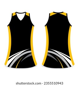 Net Ball women  Dresses Sublimated Mock up illustration templates vectors 