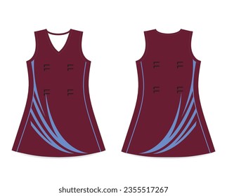 Net Ball women Dresses Sublimated Mock up illustration templates vectors