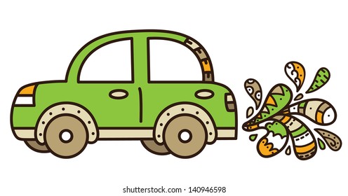 net car. Vector illustration of environmental net car
