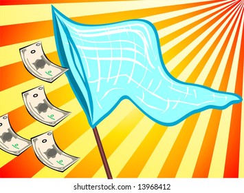  net catching flying dollars	