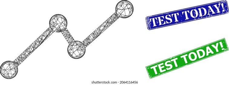 Net chart image, and Test Today warn blue and green rectangular unclean watermarks. Mesh carcass image is designed with chart icon. Seals contain Test Today warn title inside rectangular frame.