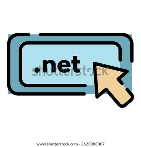 Net domain icon. Outline net domain vector icon color flat isolated