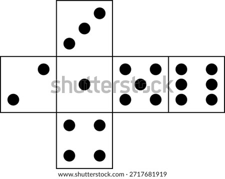 Net drawing of a dice, craft and educational uses