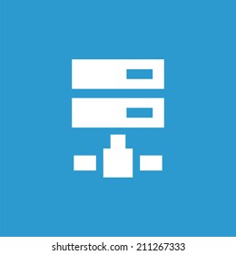 net drive icon, isolated, white on the blue background. Exclusive Symbols 