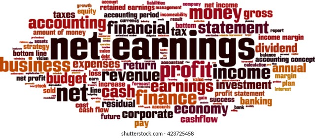 Net earnings word cloud concept. Vector illustration