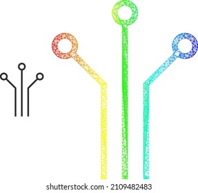Net electronic connections frame icon with spectrum gradient. Colorful frame network electronic connections icon. Flat frame created from electronic connections icon and intersected lines.