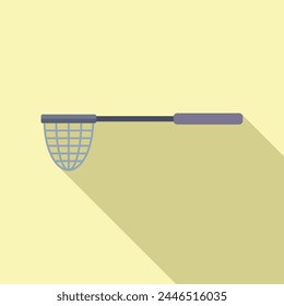 Net fish catcher icon flat vector. Camping activity. Ice fishing season