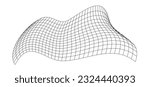 Net flying waving. Texture wave textile. Fabric square cells of sea wind. Vector illustration rolling hills. Flag windy stream flow. Network structure surface checkered background sport lines border.