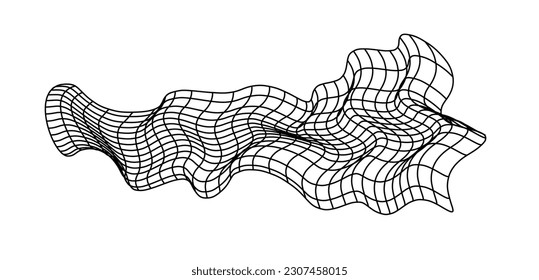 Net flying waving. Texture wave textile. Fabric square cells of sea wind. Vector illustration rolling hills. Flag windy stream flow. Network structure surface checkered background sport lines border.