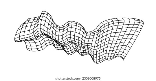Net flying waving. Texture wave textile. Fabric square cells of sea wind. Vector illustration rolling hills. Flag windy stream flow. Network structure surface checkered background sport lines border.