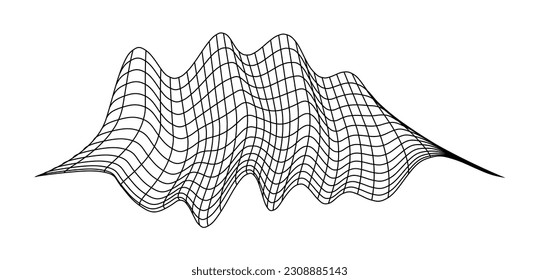 Net flying waving. Texture wave textile. Fabric square cells of sea wind. Vector illustration rolling hills. Flag windy stream flow. Network structure surface checkered background sport lines border.