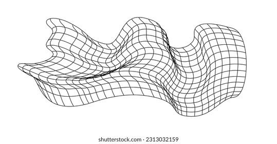 Net flying waving. Texture wave textile. Fabric square cells of sea wind. Vector illustration rolling hills. Flag windy stream flow. Network structure surface checkered background sport lines border.