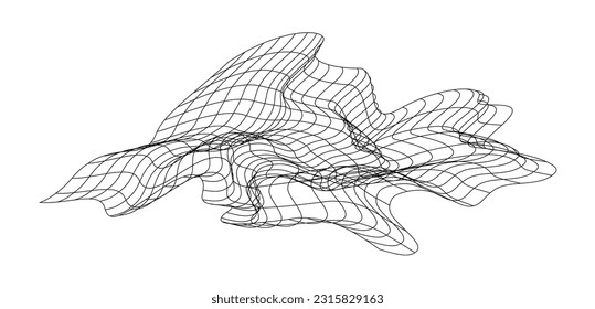 Net flying waving. Texture wave textile. Fabric square cells of sea wind. Vector illustration rolling hills. Flag windy stream flow. Network structure surface checkered background sport lines border.