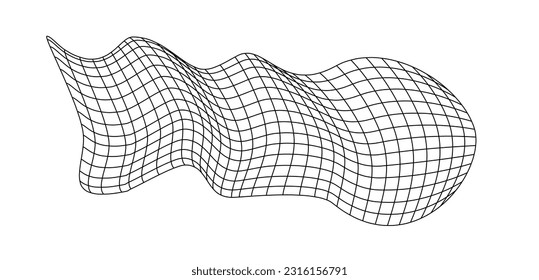 Netto fliegendes Wellen. Texturwellentextilien. Gewebe quadratische Zellen des Meerwind. Vektorgrafik sanfte Hügel. Flag windiger Fluss fließen. Netzstruktur oberirdischen Hintergrund Sportlinien Rand.