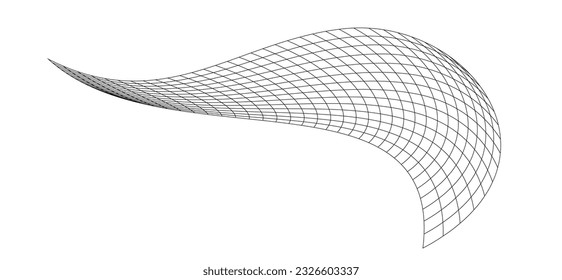 Net flying waving. Texture wave textile. Fabric square cells of sea wind. Vector illustration rolling hills. Flag windy stream flow. Network structure surface checkered background sport lines border.