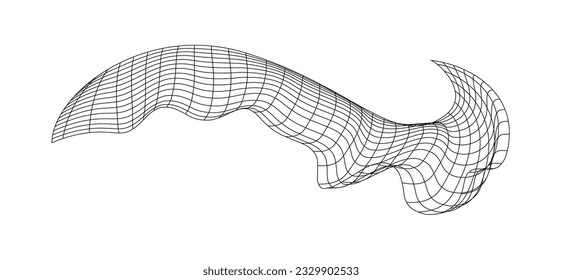 Net flying waving. Texture wave textile. Fabric square cells of sea wind. Vector illustration rolling hills. Flag windy stream flow. Network structure surface checkered background sport lines border.