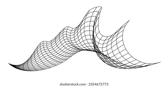 Net flying waving. Texture wave textile. Fabric square cells of sea wind. Vector illustration rolling hills. Flag windy stream flow. Network structure surface checkered background sport lines border.