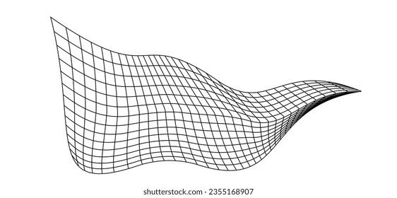 Net flying waving. Texture wave textile. Fabric square cells of sea wind. Vector illustration rolling hills. Flag windy stream flow. Network structure surface checkered background sport lines border.