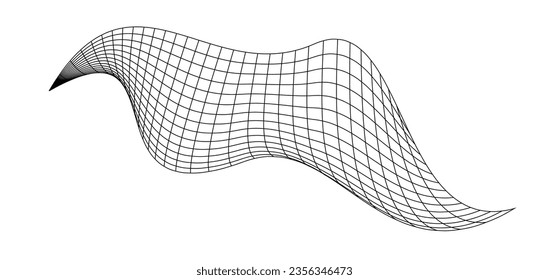 Net flying waving. Texture wave textile. Fabric square cells of sea wind. Vector illustration rolling hills. Flag windy stream flow. Network structure surface checkered background sport lines border.