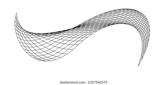 Net flying waving. Texture wave textile. Fabric square cells of sea wind. Vector illustration rolling hills. Flag windy stream flow. Network structure surface checkered background sport lines border.