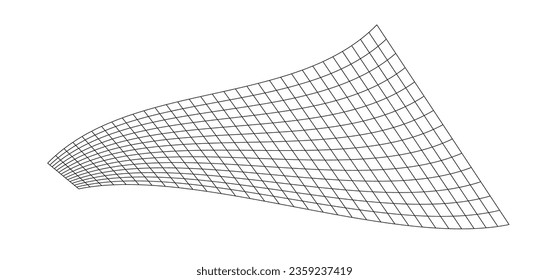 Net flying waving. Texture wave textile. Fabric square cells of sea wind. Vector illustration rolling hills. Flag windy stream flow. Network structure surface checkered background sport lines border.