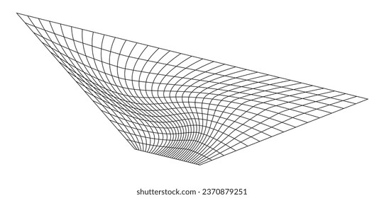 Onda voladora neta. Onda textil de textura. Celdas cuadradas de tejido de viento marino. Ilustración vectorial de las colinas onduladas. Flujo de torrente con viento de bandera. Estructura de red de la superficie de las líneas de deporte de fondo a cuadros.