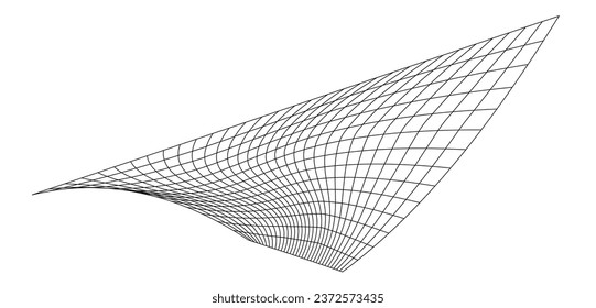 Net flying waving. Texture wave textile. Fabric square cells of sea wind. Vector illustration rolling hills. Flag windy stream flow. Network structure surface checkered background sport lines border.