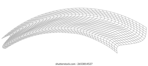 Netzfliegendes Wellen. Texturwellen-Textil. Quadratische Stoffzellen des Meereswinds. Vektorgrafik sanfte Hügel. Fahne windigen Fluss. Netzwerkstruktur Oberfläche karierten Hintergrund Sportlinien Grenze
