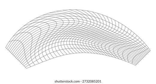 Voo de rede acenando. Textura onda têxtil. Tecido células quadradas de vento do mar. Ilustração vetorial de colinas. Fluxo do fluxo de vento da bandeira. Estrutura de rede superfície quadriculado fundo linhas esportivas borda.