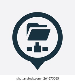 net folder icon map pin on white background 