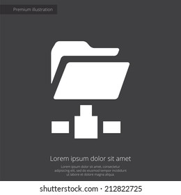 net folder premium illustration icon, isolated, white on dark background, with text elements 