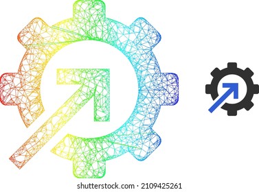 Net gear integration carcass illustration with spectrum gradient. Flat model created from gear integration icon and crossed lines.