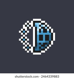 globo de red con línea de puntos en estilo pixel art