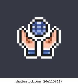 Net Globe Handpflege im Pixel Art Style