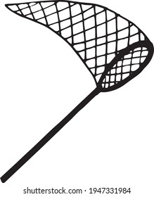 net icon. hand drawn doodle style. vector, minimalism, monochrome, sketch. net, catch insects, butterflies.