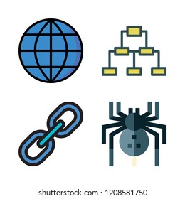 net icon set. vector set about link, worldwide, spider and network icons set.