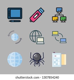 net icon set. vector set about technological, networking, network and spider icons set.