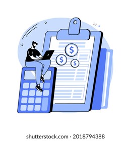 Net Income Calculating Abstract Concept Vector Illustration. Salary Calculation, Net Income Formula, Take Home Pay, Corporate Accounting, Calculating Earnings, Profit Estimation Abstract Metaphor.