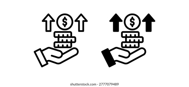 Net Income Icon Set In Black And White Filled Style Collection