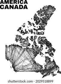 Net irregular mesh Canada v2 map. Abstract lines are combined into Canada v2 map. Wire carcass 2D net in vector format. Vector carcass is created for Canada v2 map using crossing random lines.