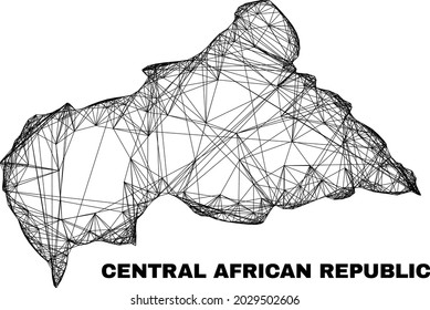 Net irregular mesh Central African Republic map. Abstract lines form Central African Republic map. Wire carcass flat net in vector format.