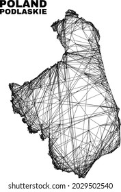 Net irregular mesh Podlaskie Voivodeship map. Abstract lines form Podlaskie Voivodeship map. Wire frame flat net in vector format.