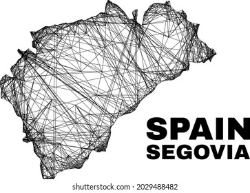 Net irregular mesh Segovia Province map. Abstract lines form Segovia Province map. Linear carcass flat net in vector format.