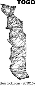 Mapa neto irregular de Togo. Líneas abstractas del mapa de Togo. Red 2D de canal lineal en formato vectorial. Se crean canales vectores para el mapa de Togo usando líneas al azar.