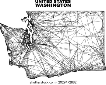 Mapa de la red irregular del estado de Washington. Líneas abstractas del mapa del estado de Washington. Cubierta plana con cable en formato vectorial.