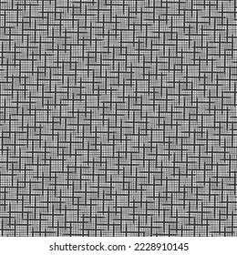 A net made of interwoven lines and some crossed marks. Grid pattern. Decorative graphics in black and white.