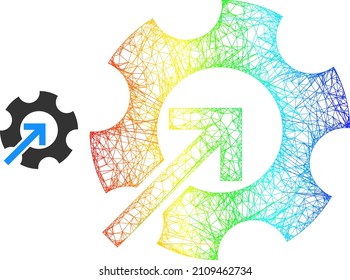 Netzmaschinenintegration-Wireframe-Symbol mit spektralem Farbverlauf. Farbiges Bildnetzwerkintegrationssymbol. Flacher Schlachtkörper, der aus dem Symbol für die Gangintegration und den Kreuzungen hergestellt wurde.